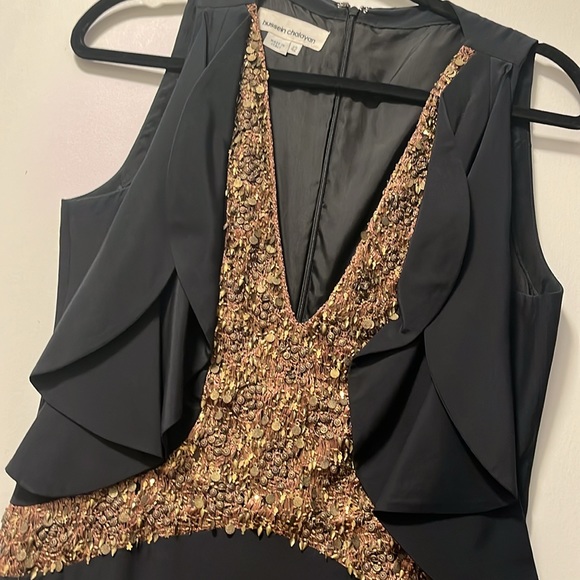 HUSSEIN CHALAYAN Bronze Charm Encrusted Black Dress IT42 - Picture 2 of 8